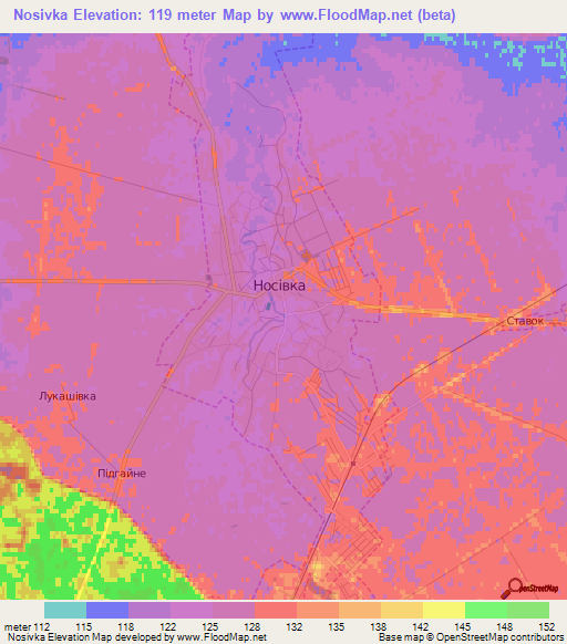 Nosivka,Ukraine Elevation Map