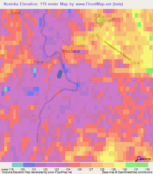 Nosivka,Ukraine Elevation Map