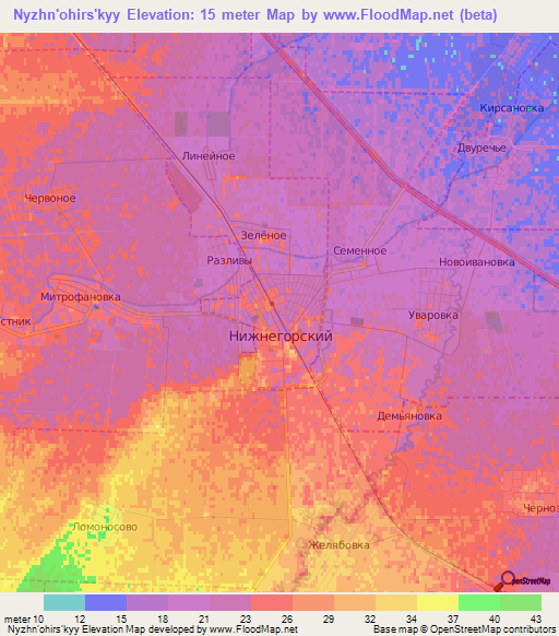 Nyzhn'ohirs'kyy,Ukraine Elevation Map