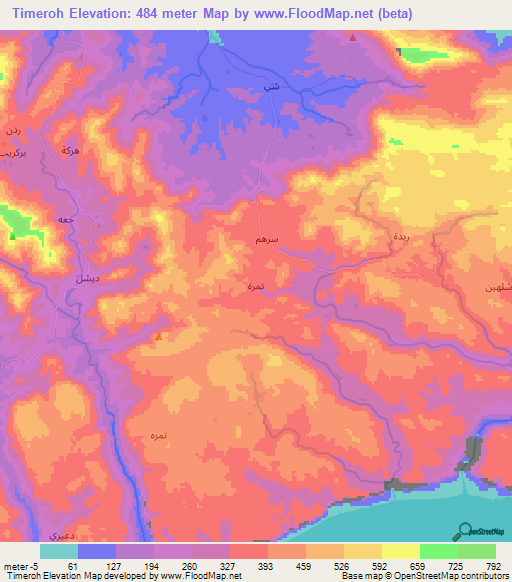 Timeroh,Yemen Elevation Map