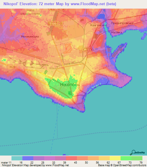 Nikopol',Ukraine Elevation Map