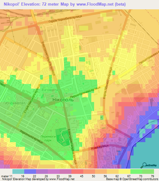 Nikopol',Ukraine Elevation Map