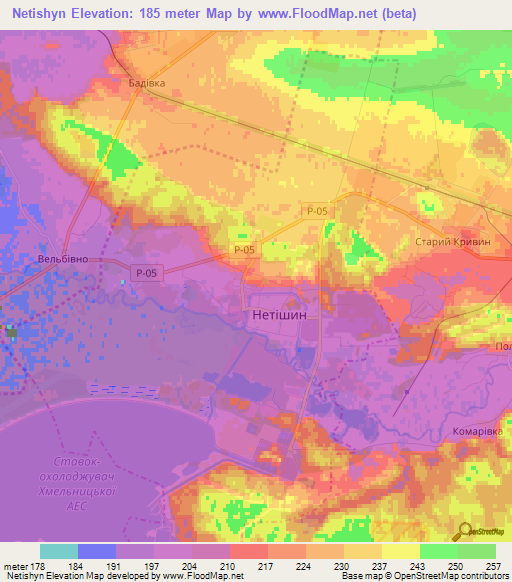 Netishyn,Ukraine Elevation Map