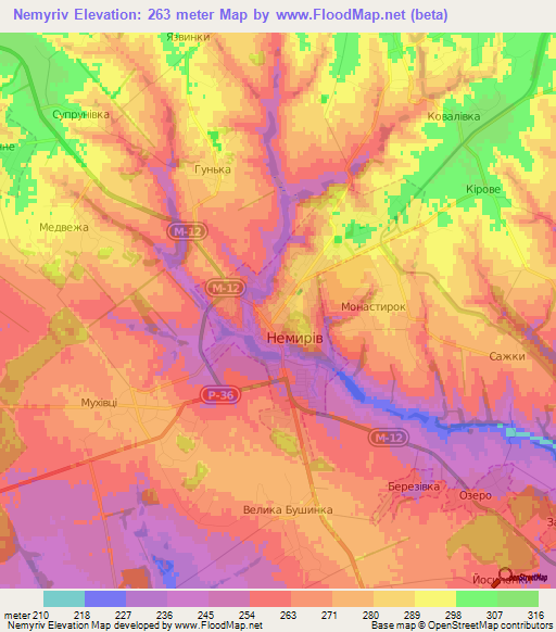Nemyriv,Ukraine Elevation Map