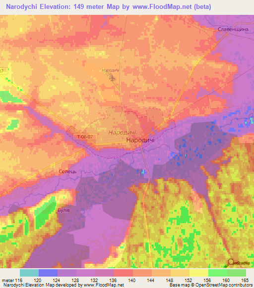 Narodychi,Ukraine Elevation Map