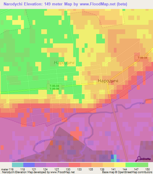 Narodychi,Ukraine Elevation Map
