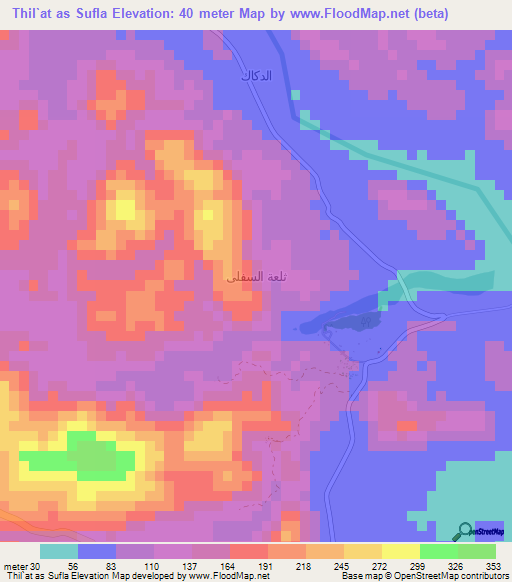 Thil`at as Sufla,Yemen Elevation Map