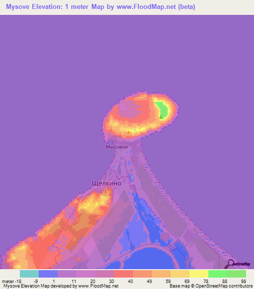 Mysove,Ukraine Elevation Map