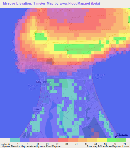 Mysove,Ukraine Elevation Map
