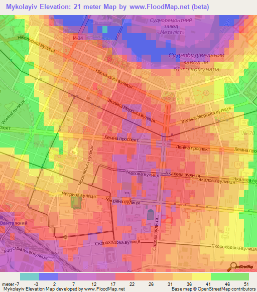 Mykolayiv,Ukraine Elevation Map