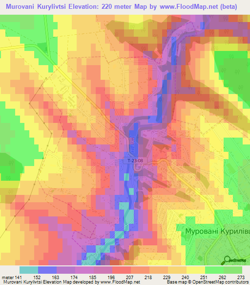 Murovani Kurylivtsi,Ukraine Elevation Map