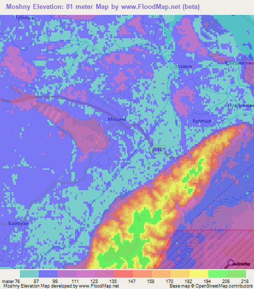 Moshny,Ukraine Elevation Map