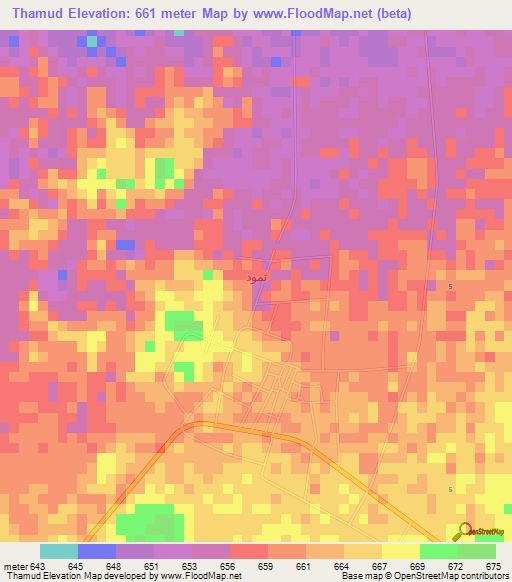 Thamud,Yemen Elevation Map