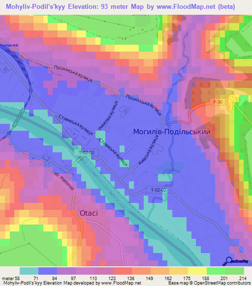 Mohyliv-Podil's'kyy,Ukraine Elevation Map