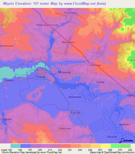 Mlyniv,Ukraine Elevation Map