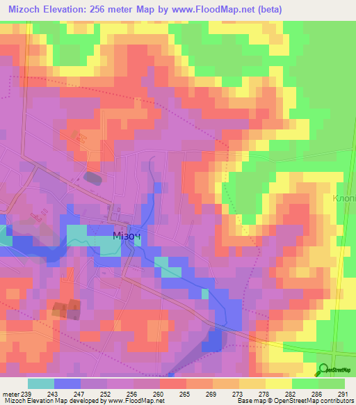 Mizoch,Ukraine Elevation Map