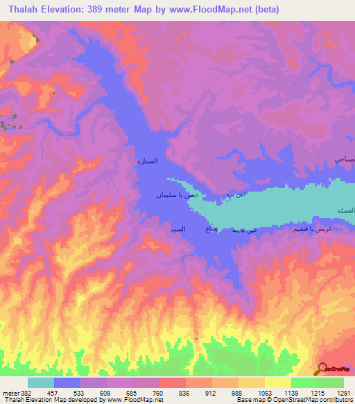 Thalah,Yemen Elevation Map