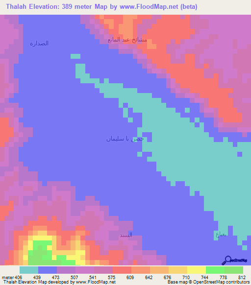 Thalah,Yemen Elevation Map