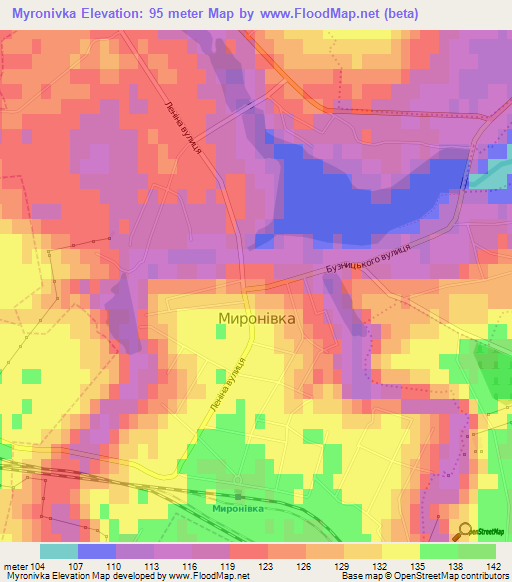 Myronivka,Ukraine Elevation Map