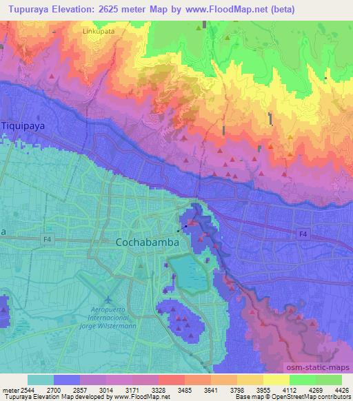 Tupuraya,Bolivia Elevation Map