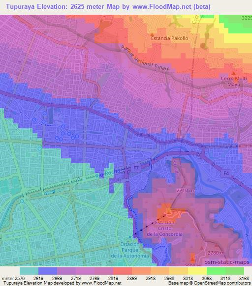 Tupuraya,Bolivia Elevation Map