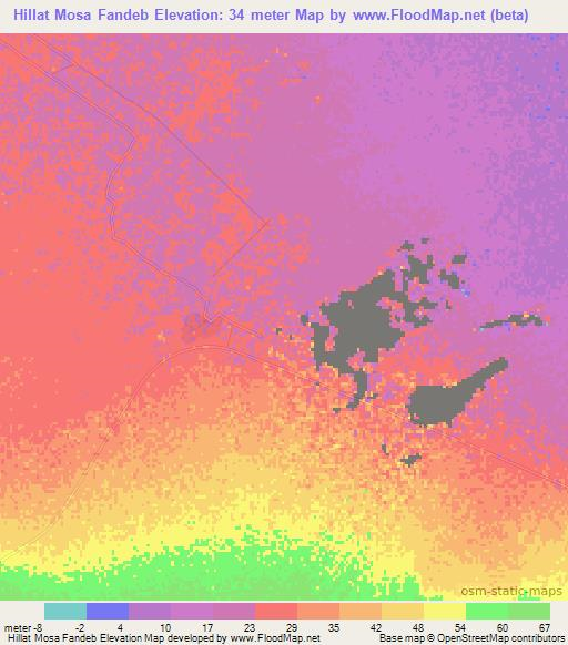 Hillat Mosa Fandeb,Sudan Elevation Map