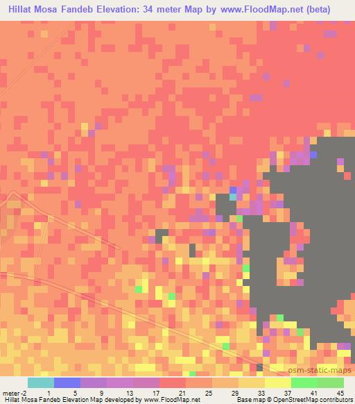 Hillat Mosa Fandeb,Sudan Elevation Map