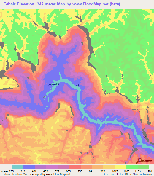 Tehair,Yemen Elevation Map