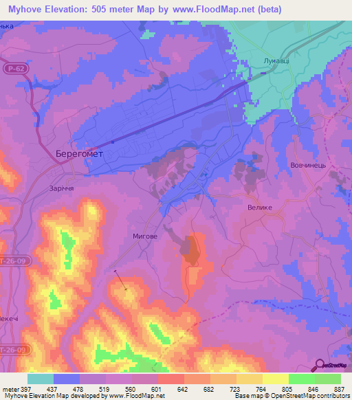 Myhove,Ukraine Elevation Map