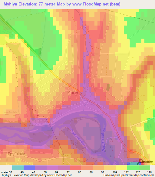 Myhiya,Ukraine Elevation Map