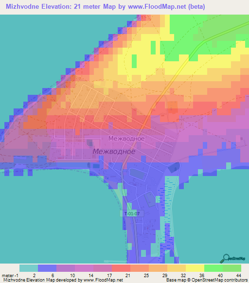Mizhvodne,Ukraine Elevation Map