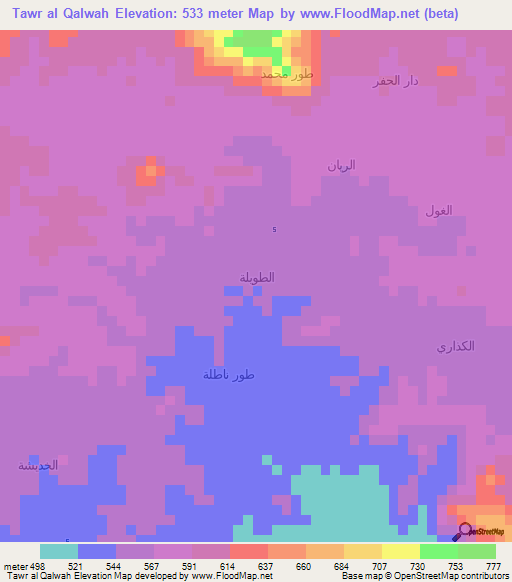 Tawr al Qalwah,Yemen Elevation Map