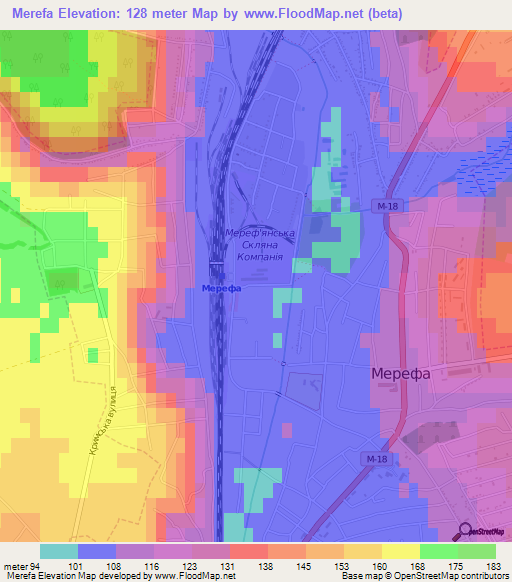Merefa,Ukraine Elevation Map