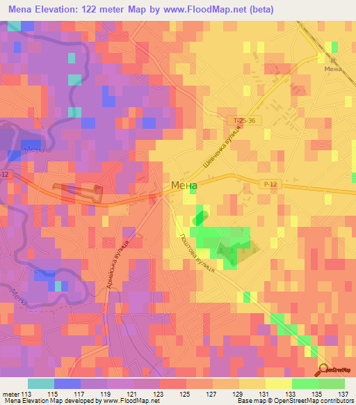 Mena,Ukraine Elevation Map