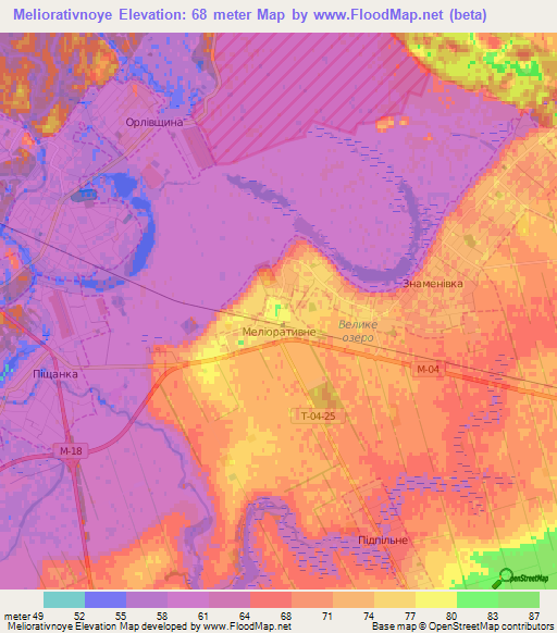 Meliorativnoye,Ukraine Elevation Map