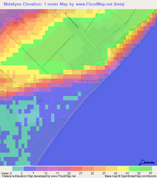 Melekyne,Ukraine Elevation Map