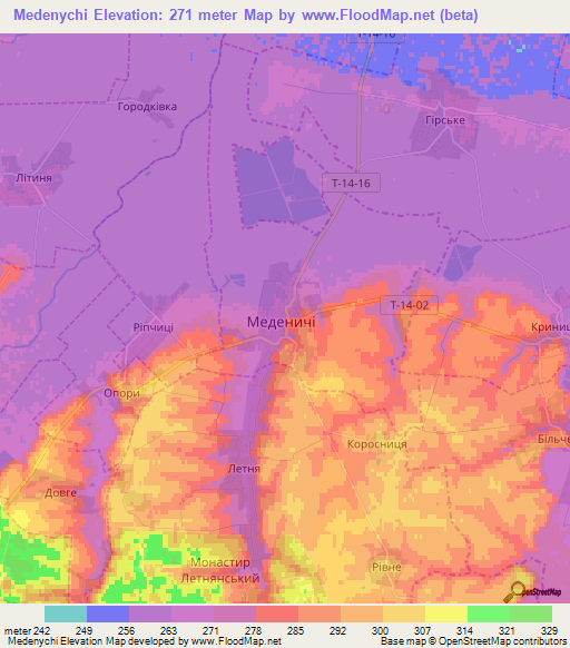 Medenychi,Ukraine Elevation Map