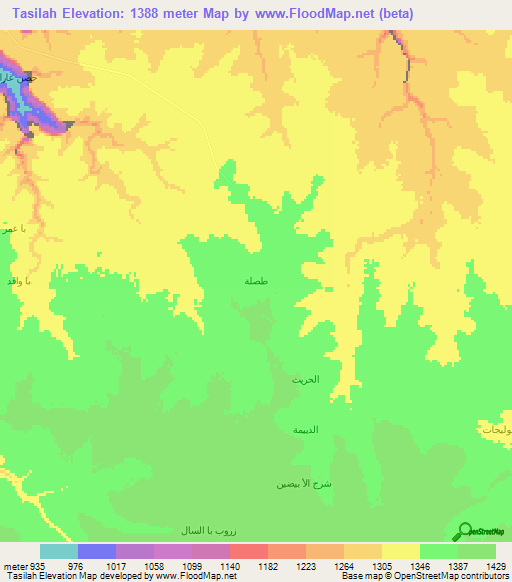 Tasilah,Yemen Elevation Map
