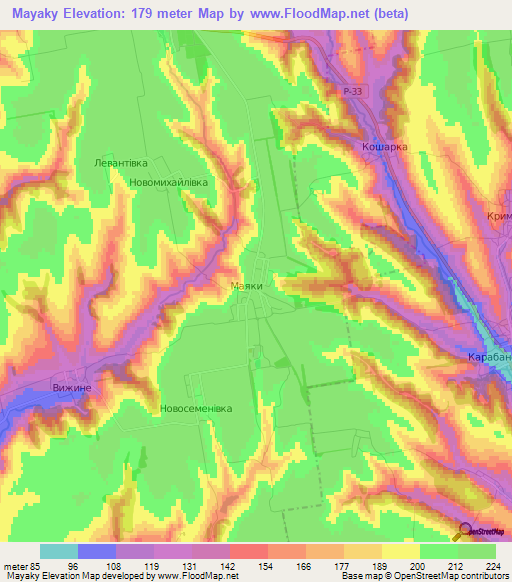 Mayaky,Ukraine Elevation Map