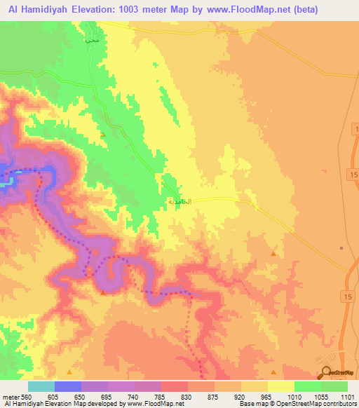 Al Hamidiyah,Jordan Elevation Map