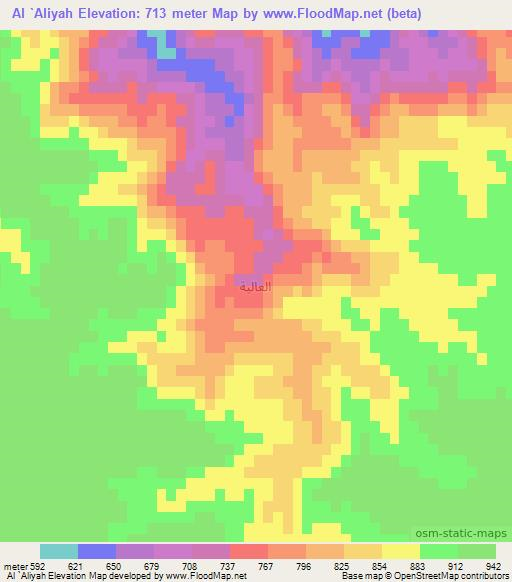 Al `Aliyah,Jordan Elevation Map