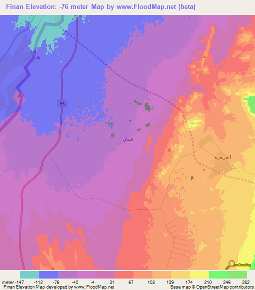 Finan,Jordan Elevation Map