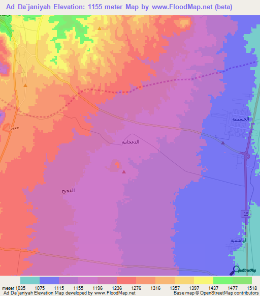 Ad Da`janiyah,Jordan Elevation Map