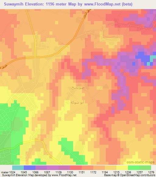 Suwaymih,Jordan Elevation Map