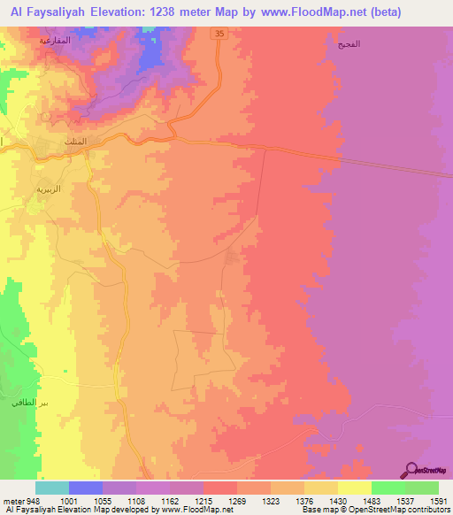 Al Faysaliyah,Jordan Elevation Map