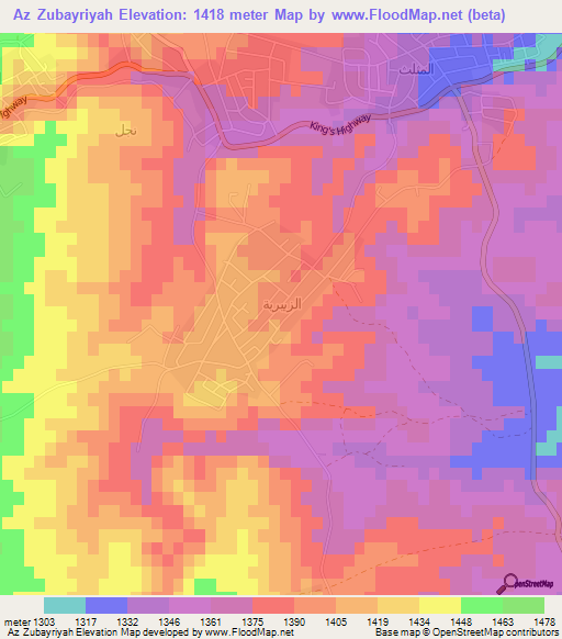 Az Zubayriyah,Jordan Elevation Map