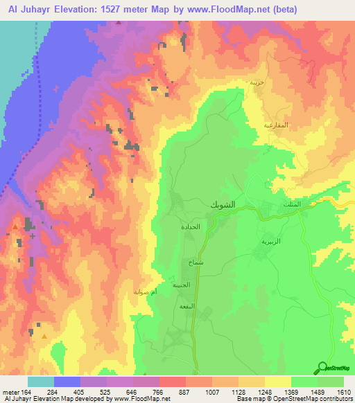 Al Juhayr,Jordan Elevation Map