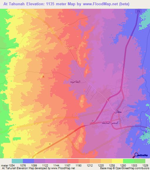 At Tahunah,Jordan Elevation Map