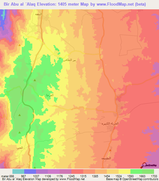 Bir Abu al `Alaq,Jordan Elevation Map