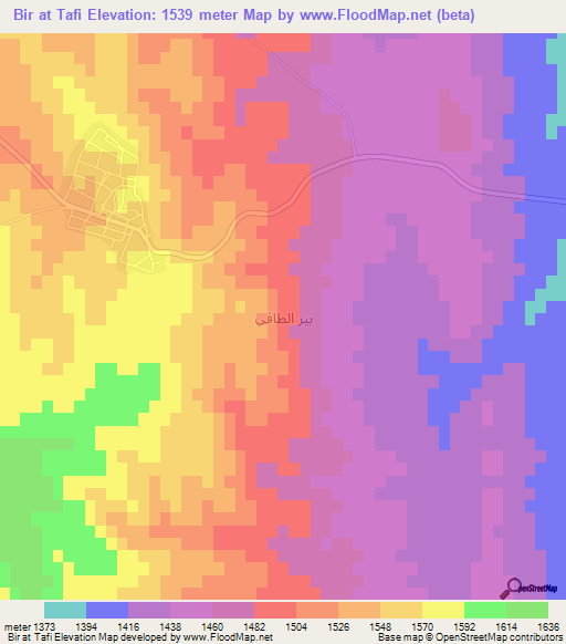 Bir at Tafi,Jordan Elevation Map